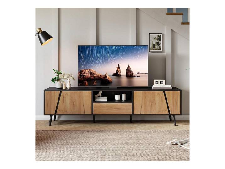 LuxusKollektion TV-Board Fernseher Schrank Schubladen Schränke TV Kommode 75 Schwarz(180x40x46) (1 St)