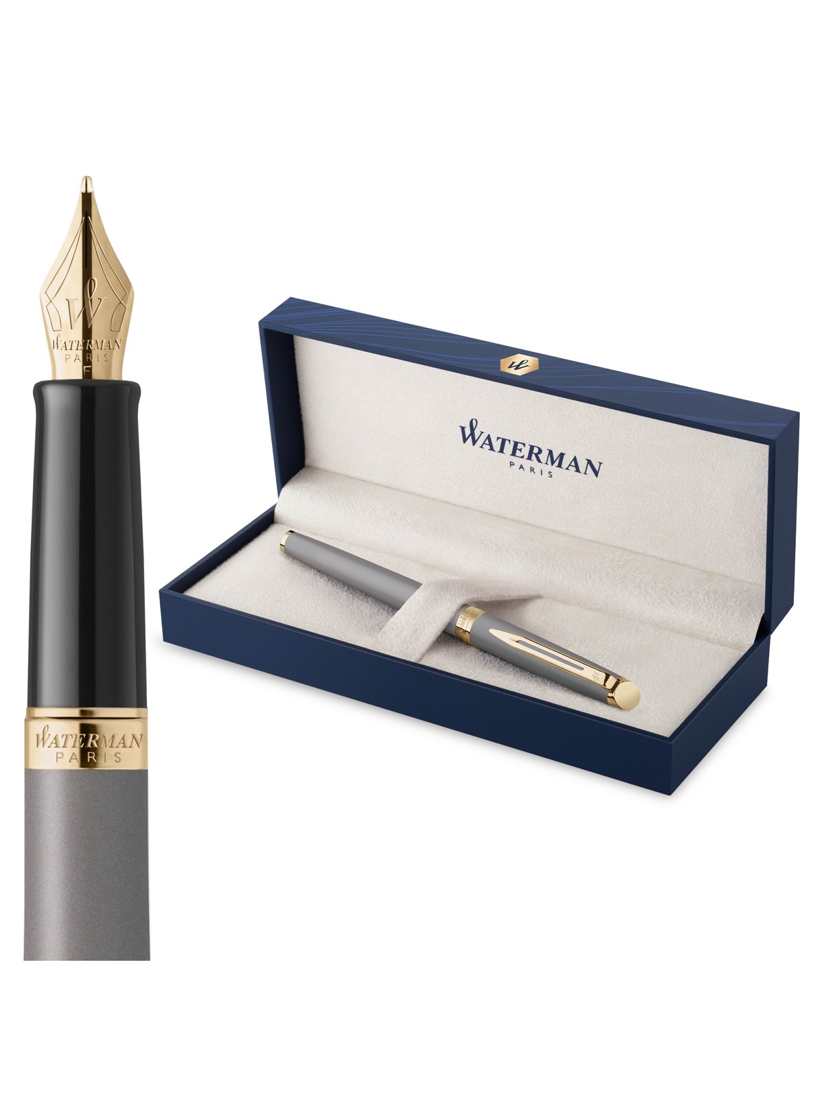 Waterman Hémisphère Fountain Pen | Stone Grey (The Understated Edit Collection) | Fine Nib with Blue Ink | Gift Box