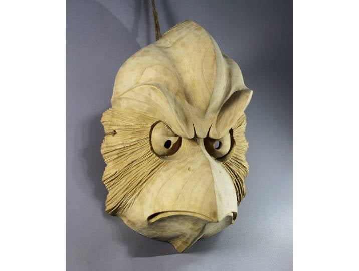 Masque KARASUTENGU sculpté à la main, 21x16x11 cm, japonais Noh Kyougen Kagura Bugaku GAGAKU - JW212