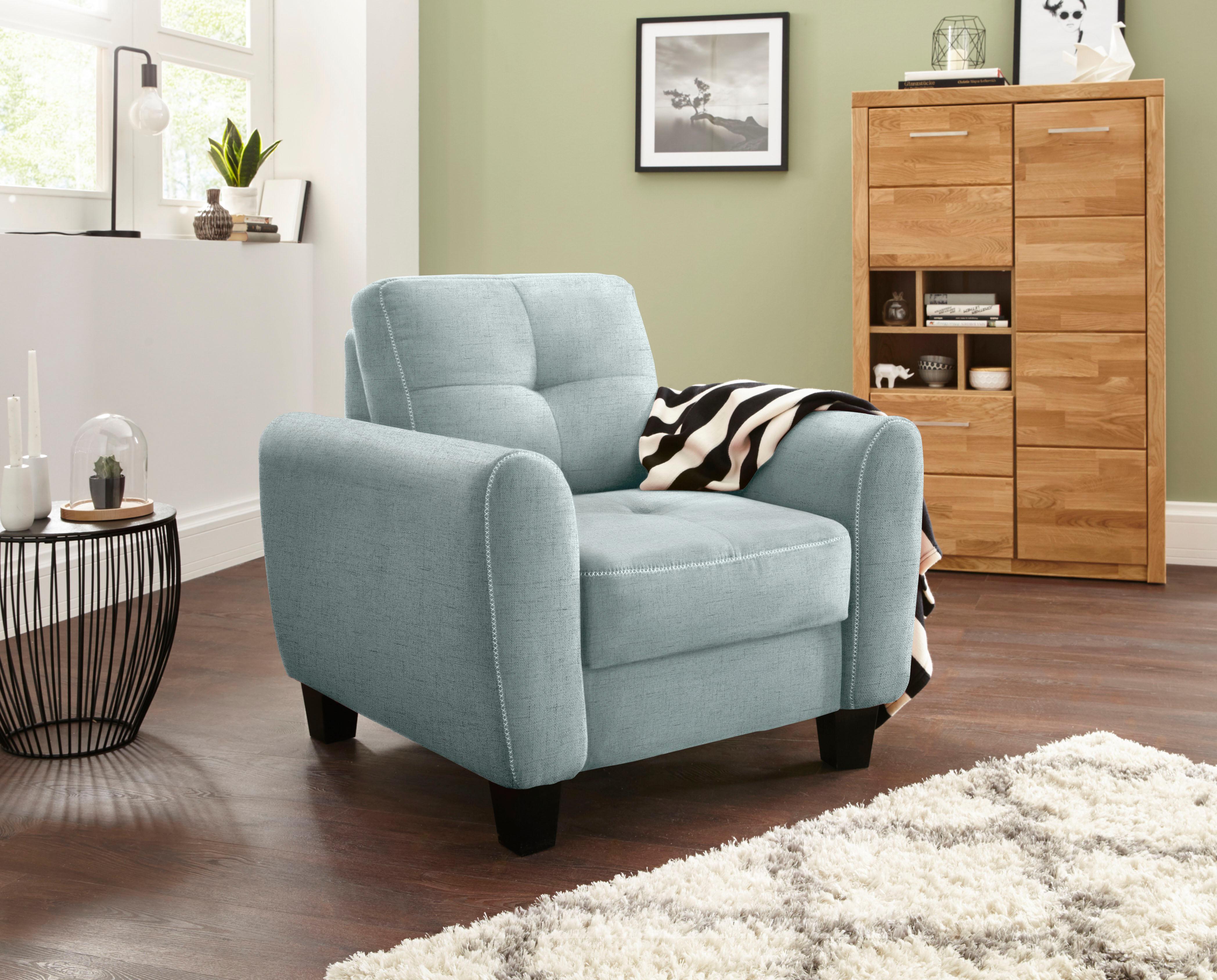 Sessel SIT & MORE "Varese", blau (aqua), B:99cm H:91cm T:90cm, Struktur fein (100% Polyester);Flachgewebe (95% Polyester, 5% Polyamid);Luxus-Microfaser ALTARA NUBUCK (100% Polyester), Sessel, Sessel, inklusive Federkern aqua Struktur fein, B/H/T: 99cm x 9