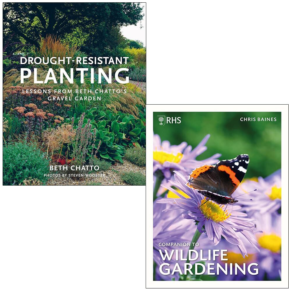 Frances Lincoln Drought-Resistant Planting By Beth Chatto & RHS Companion to Wildlife Gardening By Chris Baines 2 Books Collection Set