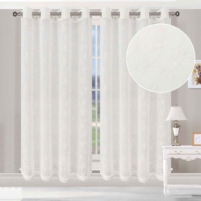 Superior Bohemian Floral Scroll Sheer Curtain Set with 2 Panels