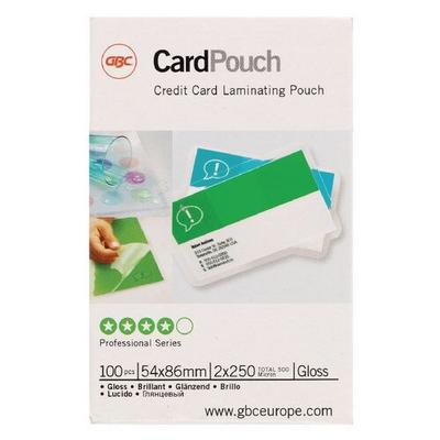 GBC Card Laminierfolien Visitenkarte & Kreditkarte Glänzend 250 (2 x 250 Mikron) Transparent 100 Stück