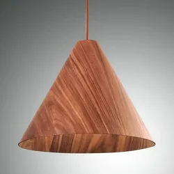Esino Kegelförmige Pendelleuchte aus Holz Walnußfarbe Ø33 von Fabas Luce