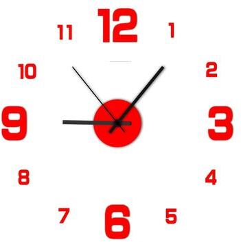 Perfect Picks Market Creative DIY Wall Clock Frameless Silent Wall Clock For Modern Living Room & Office Decor red