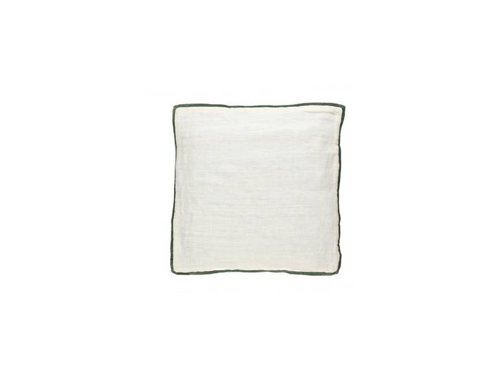 Coussin en lin blanc et vert, uni, dos velours coton, carré - Pom