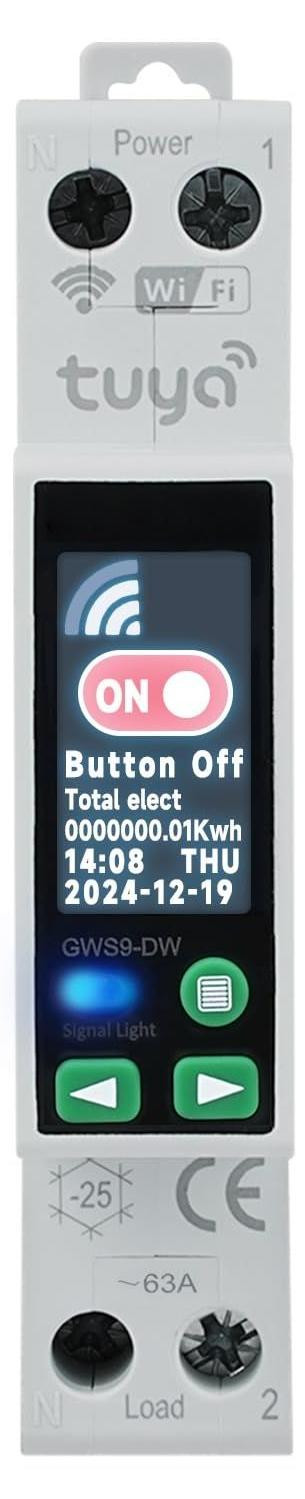 Lustrens WiFi Slimme Schakelaar 40A 1P+N Smart Stroomonderbreker