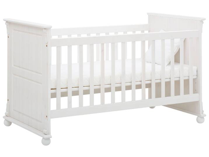 Babybett GOODPRODUCT Aimo. Landhausstil, mit Kassetten, stabile und hochwertige Qualität , weiss (weiß), B:82cm H:92cm T:152cm, FSC-zertifizierter Holzwerkstoff, Massivholz, Babybetten, Babybett, aus Massivholz (Kiefer); FSC-Holz zertifiziert