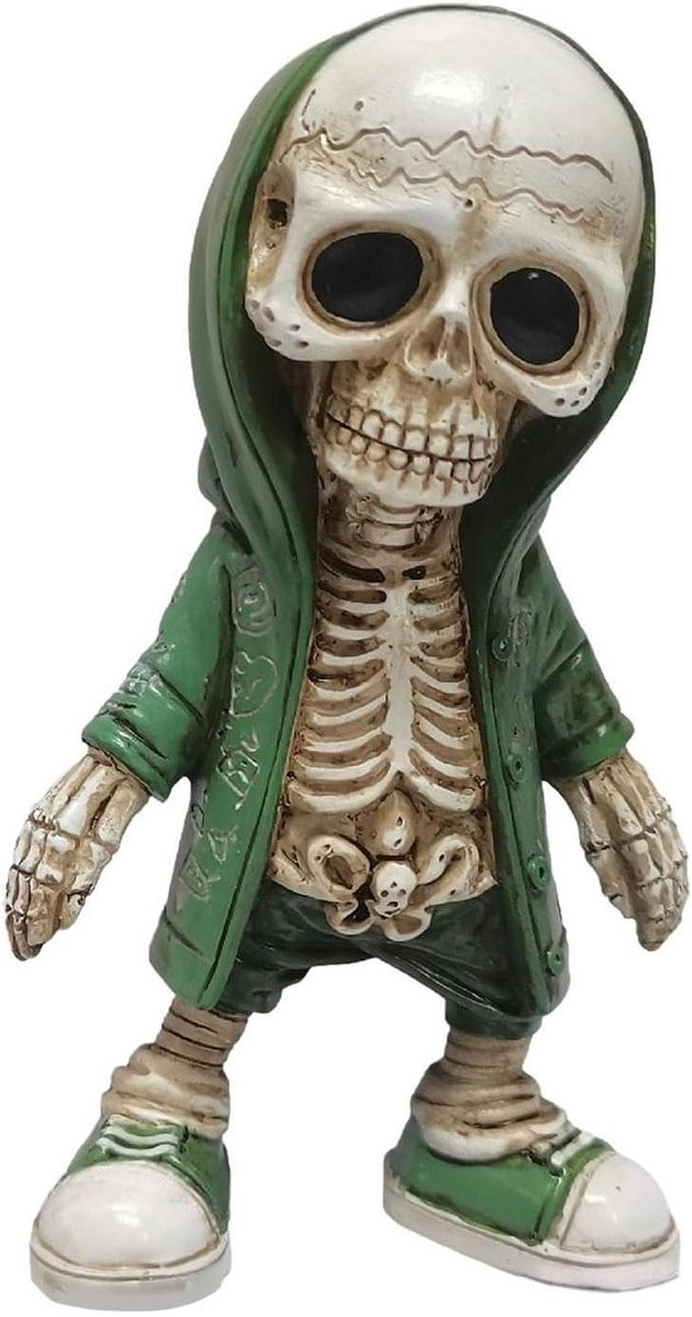 Skelet Standbeeld Schedel Decoratie Zwart Hoogte: 13.5 cm