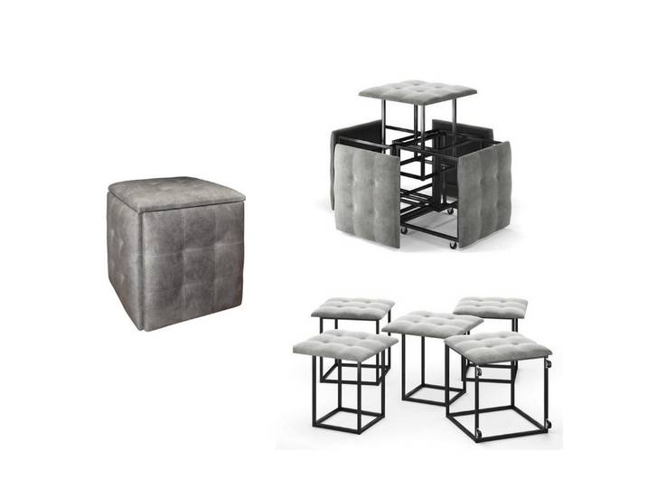 Rodnik Kinderhocker Puff Sitzhocker 5-in-1 (Sitzwürfel, auf Rollen, stapelbar, gepolstert, kompakte Aufbewahrung, 5 St., Ideal für Gäste-Jugend- Kinderzimmer, Ferienhaus), Platzsparend