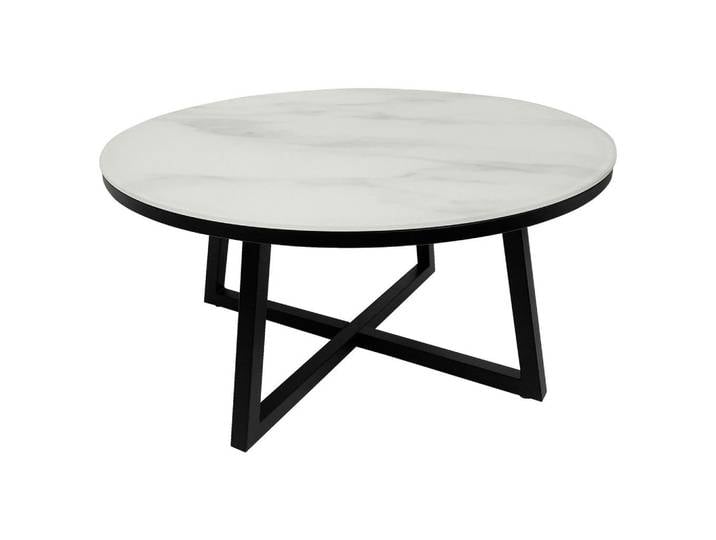 Xora Couchtisch, Schwarz, Weiß, Metall, Glas, rund, Flachrohr, 80x40x80 cm, Wohnzimmer, Wohnzimmertische, Couchtische, Couchtische Glas