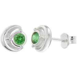 trendor 21422-11 Damen Ohrringe 925 Silber Ohrstecker Zirkonia Grün