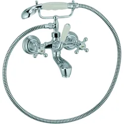 Kludi 1926 Wannen Zweigriff Armatur 514410520 chrom, Aufputz, mit Brausegarnitur