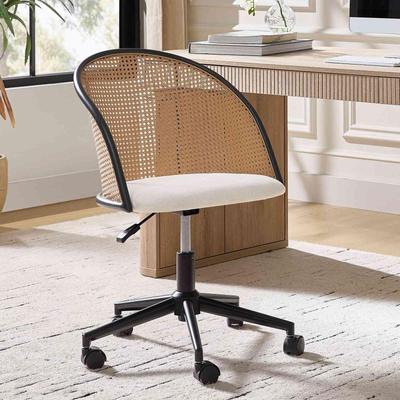HULALA HOME Mid-Century Modern Metal Wheel Can Rotate Dining Chair