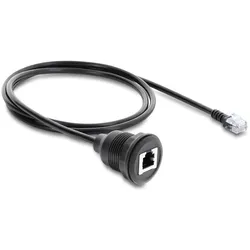 Delock Kabel RJ12 Stecker zu RJ12 Buchse zum Einbau 1 m schwarz, Telefon Zubehör