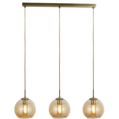 SEARCHLIGHT Hängeleuchte "Balls 3Lt Bar Pendant", gold (antikmessing und bernstein), 3, H: 20cm, 1 Stk., Leuchten, Hängeleuchte