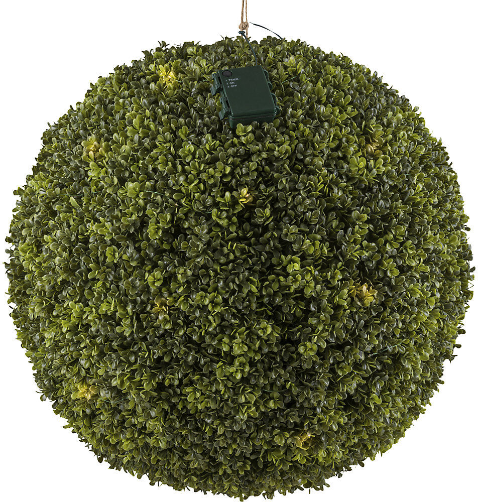 kaiserkraft Buchsbaumkugel, Batteriebox für 3 AA, 6h Timer, UV-beständig, Ø 550 mm, 45 LED