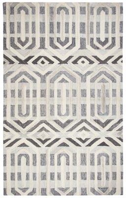 Alora Decor Makalu Grey and Natural Hand-tufted Geometric Wool Rug