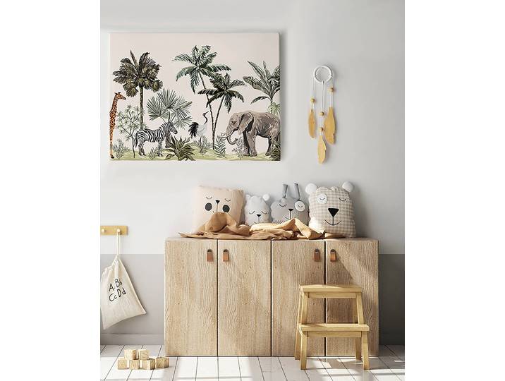 Leinwandbild Jungle Animals 60 x 80cm Multicolor