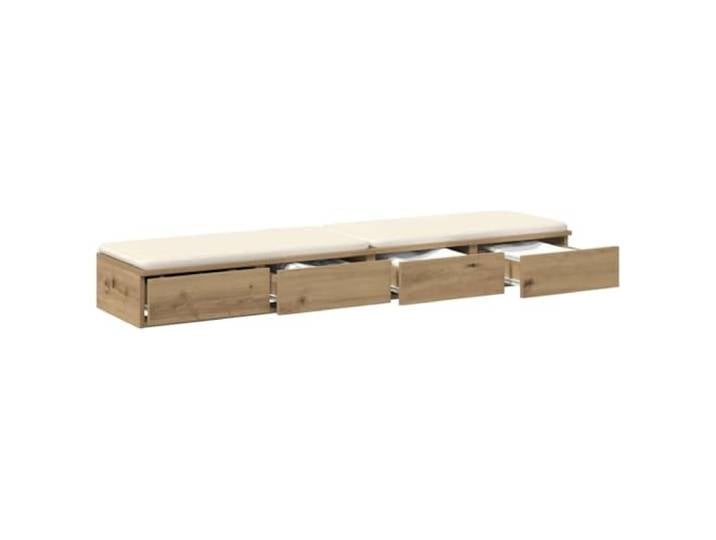 KTHLBRH Bettkasten Eiche Handwerk 135 x 36,5 x 16,5 cm 4 Schubladen Technisches Holz, Öffnung mit Druck, Sitz oder Stufe, Kapazität 100 kg