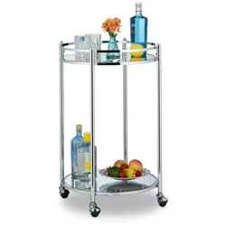 Relaxdays Servierwagen rund Silber Silber,Transparent