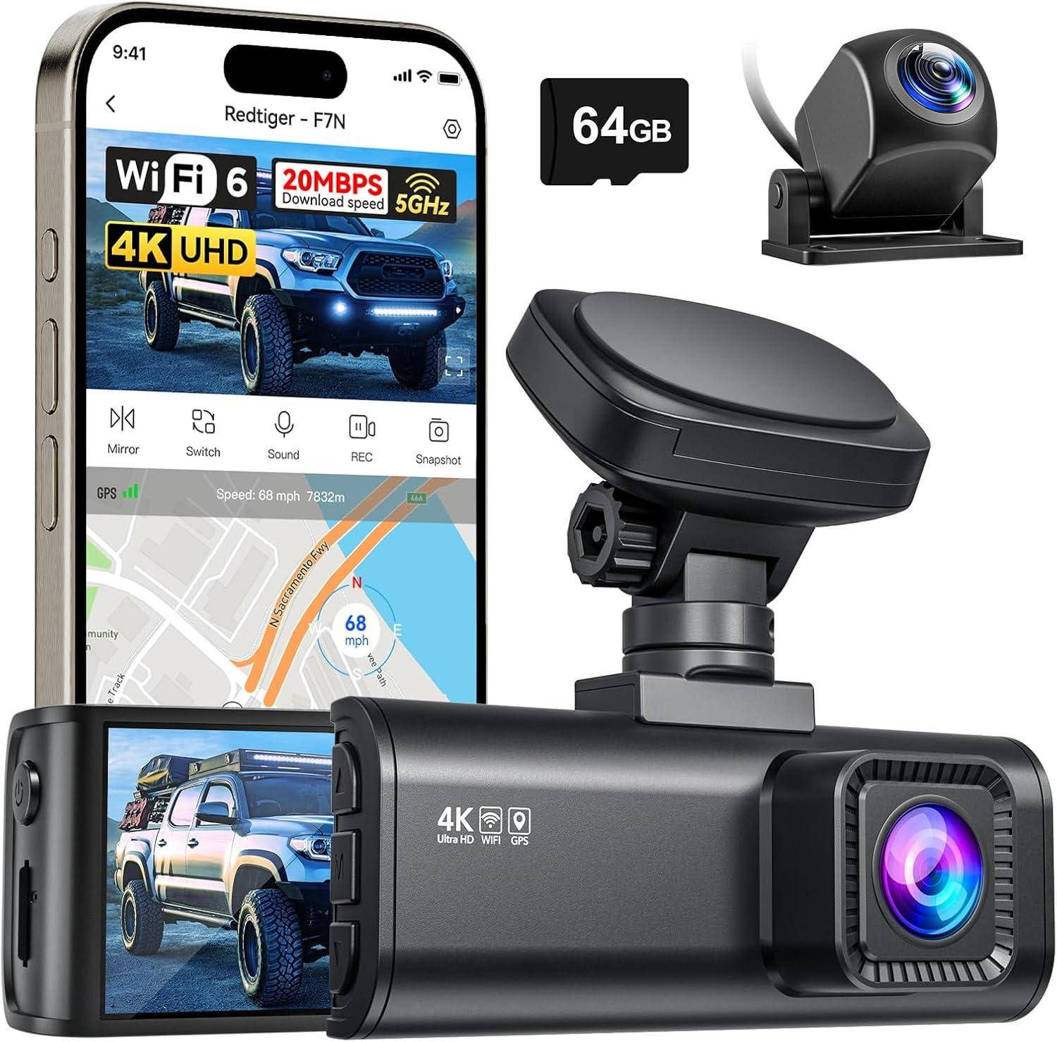 Selius Dubbele Dashcam met 4K Voorcamera en 1080P Achtercamera