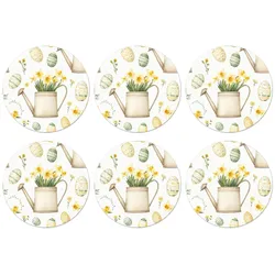 GLASUNTERSETZER Gießkanne - Blumen - Eier Tischset für Gläser 10x10 cm