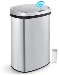 Innovaze 13 Gal./50 Liter Stainless Steel Oval Motion Sensor Trash Can for Kitchen