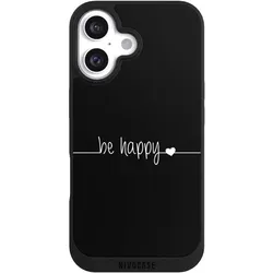 Nivocase Handyhülle für Apple iPhone 16 Hülle NIVOpure Case Schwarz Glück Sprüche Statement (Apple iPhone 16), Smartphone Hülle, Schwarz