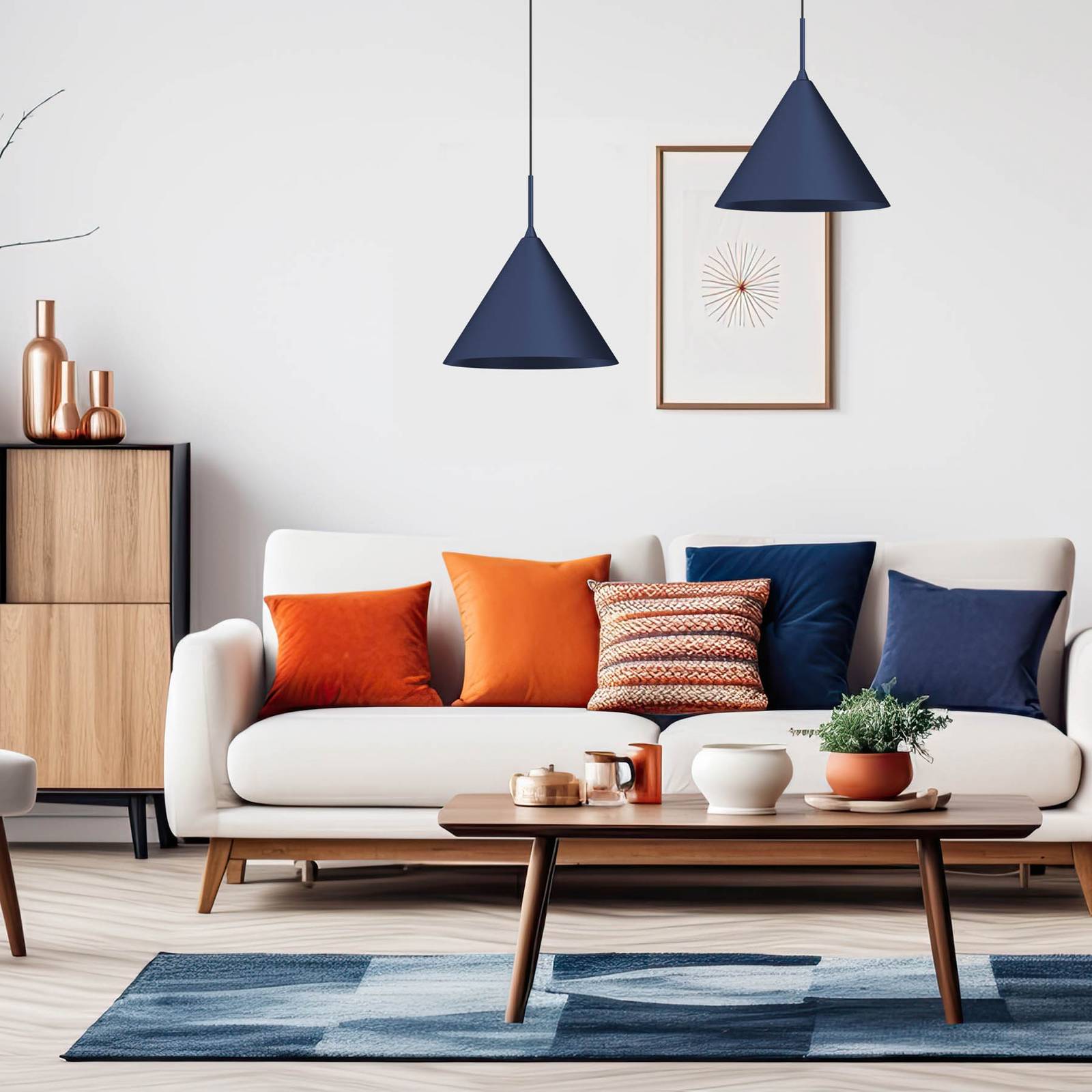 Hängelampe Capital Eko-Light, dimmbar, blau, für Wohn- / Esszimmer, Metall, Modern, Pendelleuchte