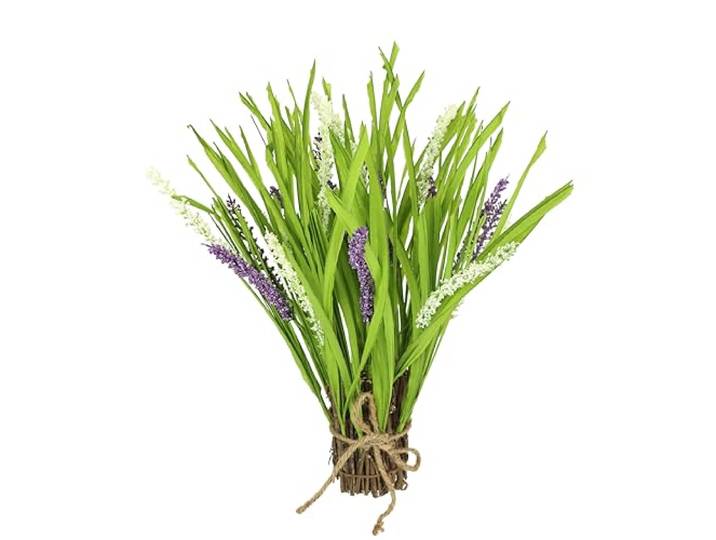 Kunstgrasstruik met lavendel, grasbundel, lavendelbloemen, kunstgras, bundel, stagras, bloemen, grasarrangement, decoratie, kunstplant, grasbundel, groene plant, siergras, struiken