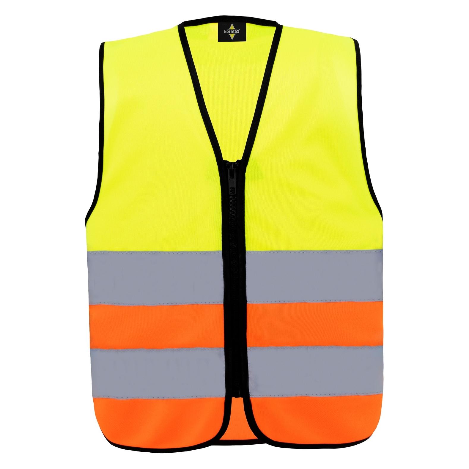 Korntex Kinder Warnweste Aalborg Gelb/Orange mit Reissverschluss & Reflexstreifen S EN 17353 KWRX (S) (KWRXGOS)