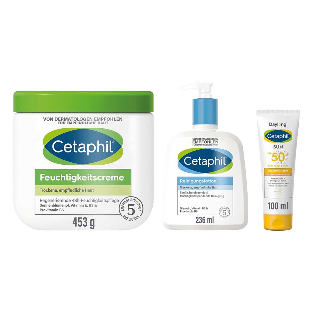 Galderma Laboratorium GmbH Cetaphil Reinigungslotion + Sun Daylong SPF50+ + Feuchtigkeitscr 08107433