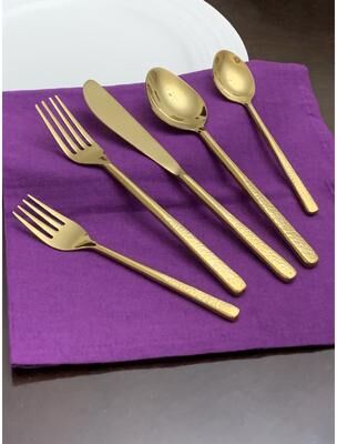 Vibhsa Handmade 20-Piece Gold PVD Flatware Set, Service for 4