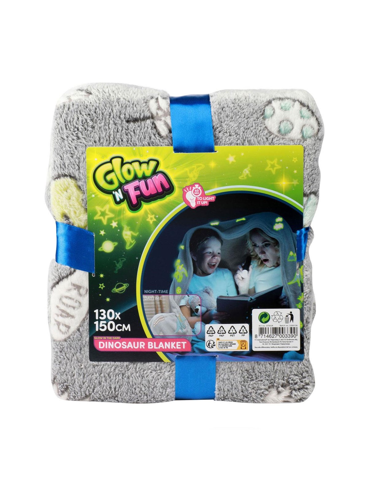 Toi-Toys Glow N Fun Glow in the Dark Blanket Dino 130x150cm
