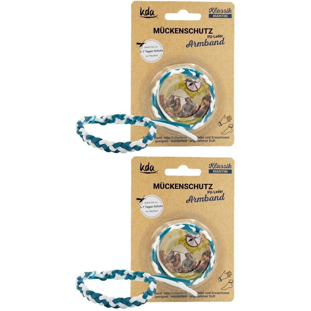 Mückenschutz Armband PU-Leder maritim KDA 2x 2x1 St