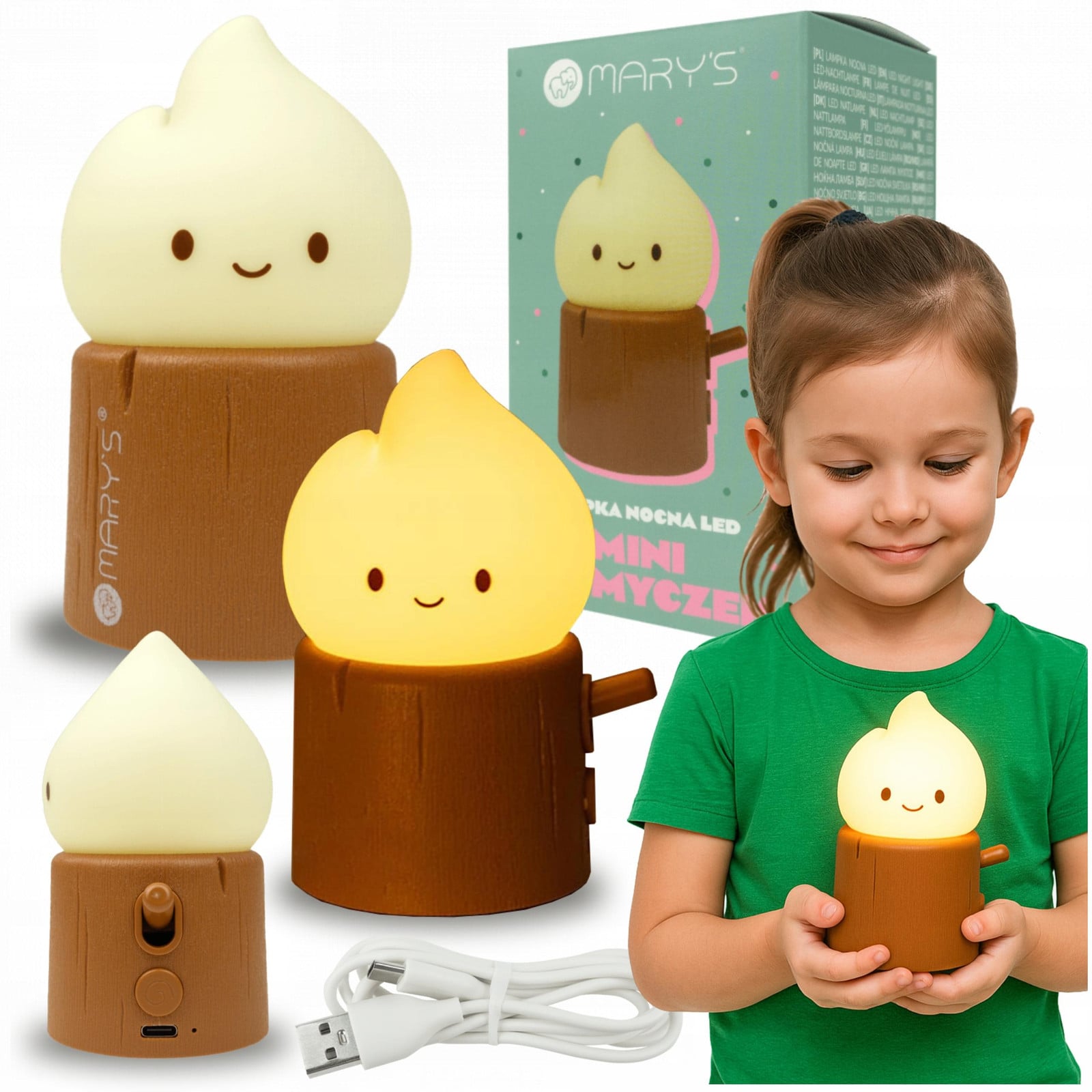 Eco Light PŁOMYK oplaadbaar draadloos LED-nachtlampje voor kinderen