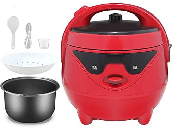 SilteD Mini-Reiskocher, multifunktionaler Reiskocher, antihaftbeschichtet, automatische Isolierung, macht Reis und Dampf gesunde Lebensmittel und Gemüse (2–5 l), Rot, 4 l