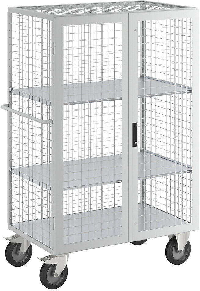 ESD-Etagenwagen, Doppelflügeltür, 2 Etagenböden, lichtgrau eurokraft pro