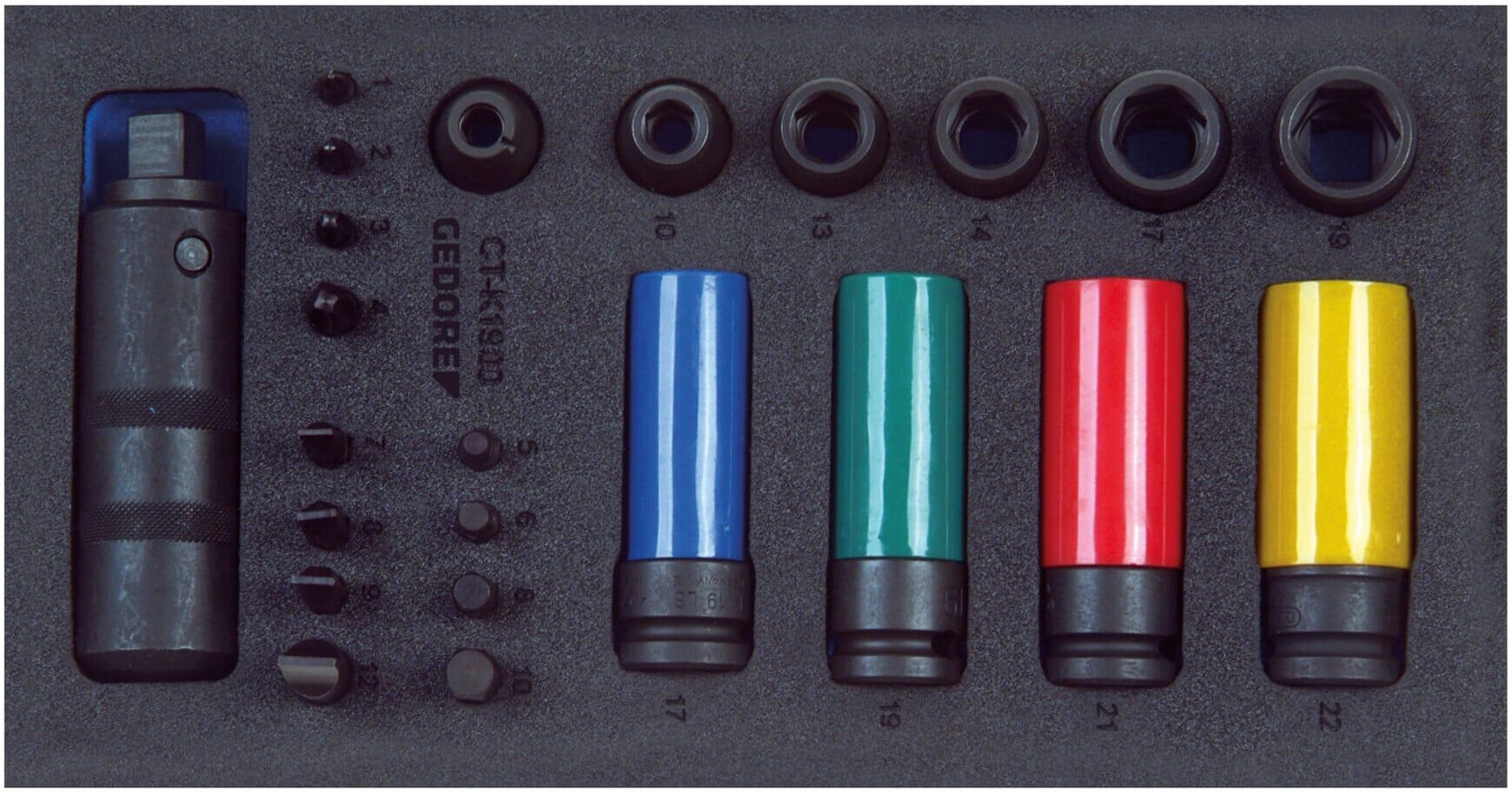 Gedore 1500 CT1-K 1900 Schraubenlöser-Sortiment 1/2" in Check-Tool-Modul (2309092)