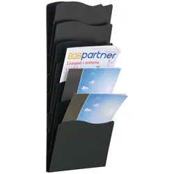 Wandprospekthalter, 7 Taschen, schwarz