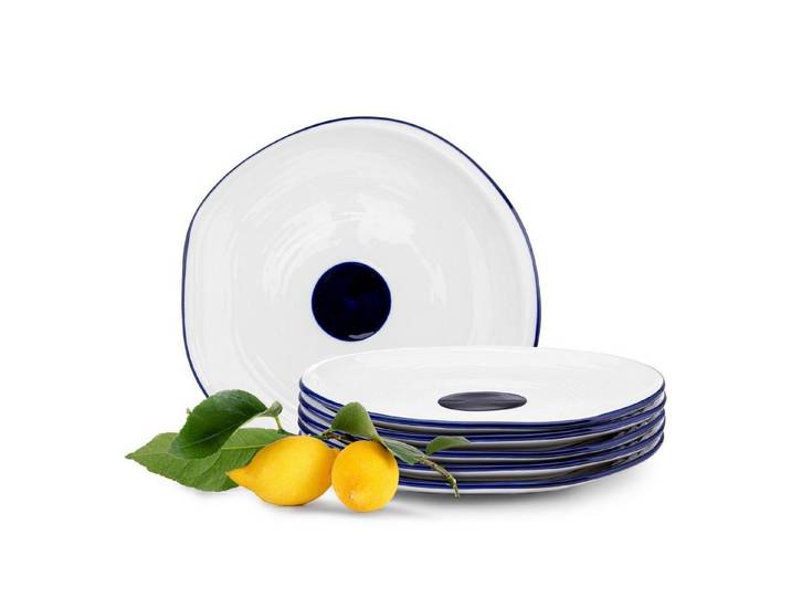 KONSIMO® Teller-Set KROG Speiseteller (6-tlg), 6 Personen, Porzellan, ø30cm, handgefertigt