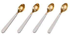 BIDK Home Set of 4 Cocktail Spoons w/ White Resin Handles in Giftbox - Gold & White