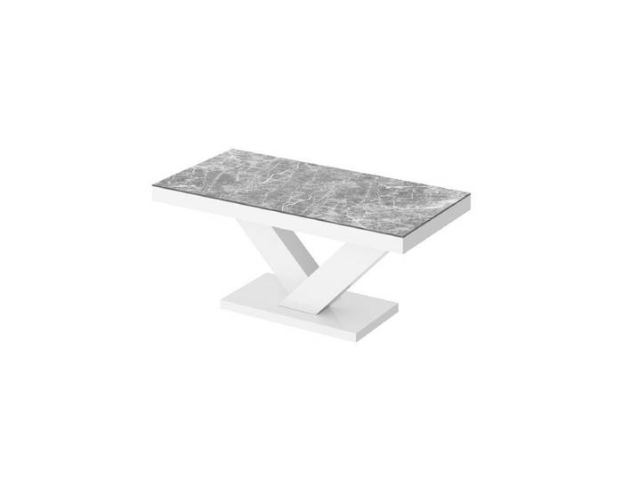 designimpex Couchtisch Design HV-888 Marmor dunkel Hochglanz - Weiß Hochglanz Wohnzimmertisch
