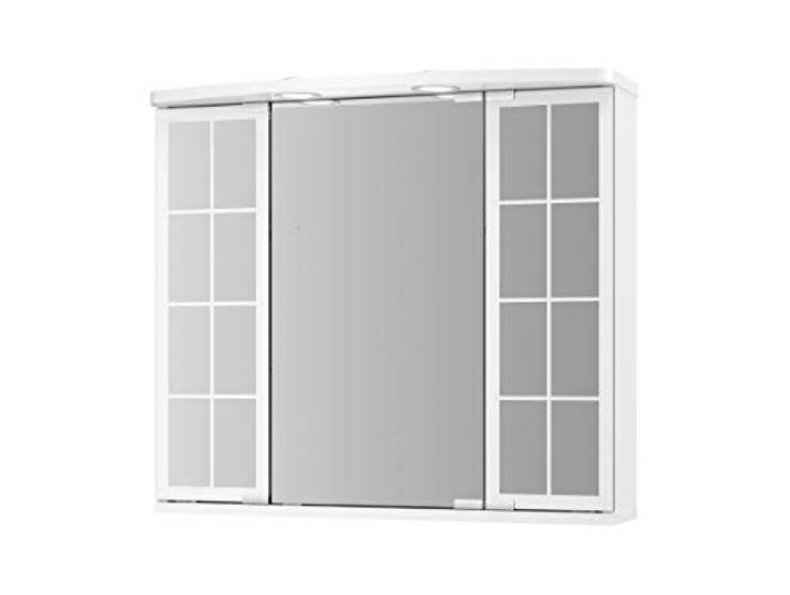 Jokey Spiegelschrank Binz MDF Holz in der Farbe Weiss mit Beleuchtung Landhausstil