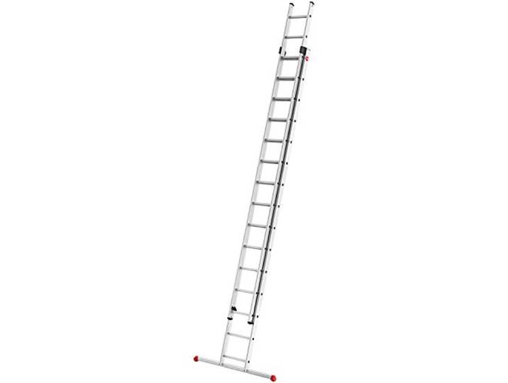 Hailo S80 ProfiStep Duo Alu-Schiebeleiter - 2 x 15 Sprossen belastbar bis 150 kg - Rastsystem mit Anhebesicherung - sprossenweise höhenverstellbar - Aluleiter Made in Germany - rostfrei - Silber