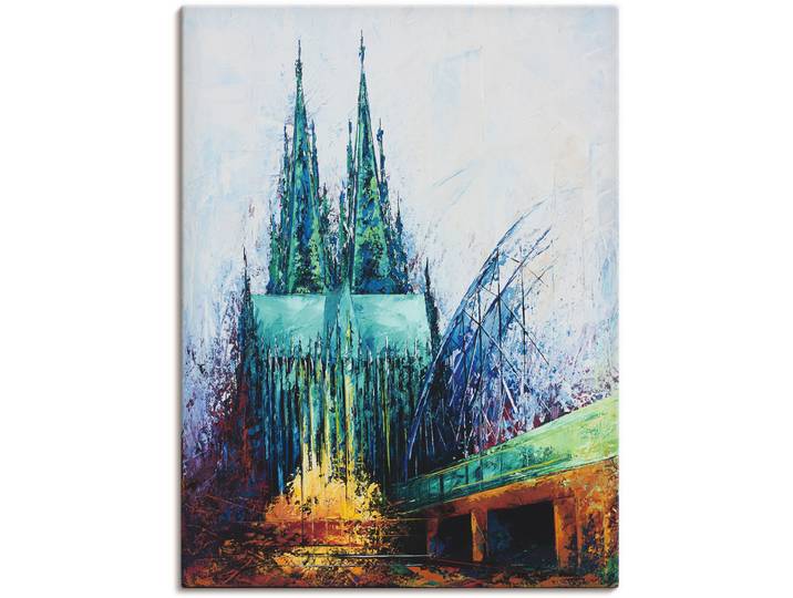 Leinwandbild ARTLAND Kölner Dom , blau (farbe bild(er): blau), B:45cm H:60cm, Bilder, Leinwandbild, auf Holzrahmen gespannt