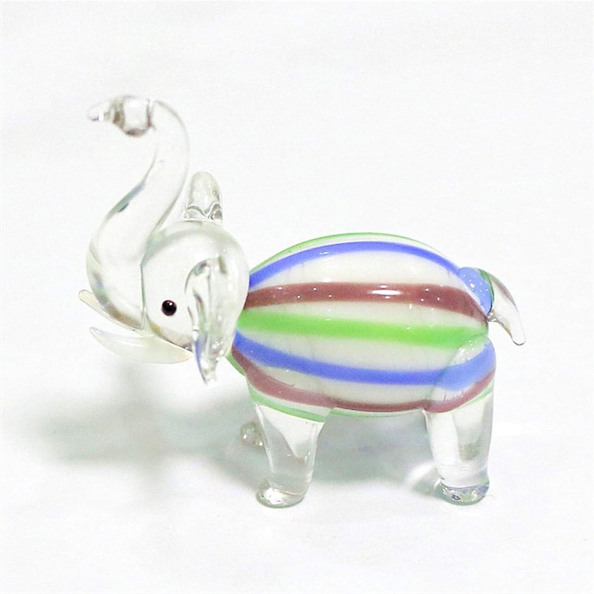 Handgemaakt Murano Glazen Olifant Beeldje - Pruim - 4 cm