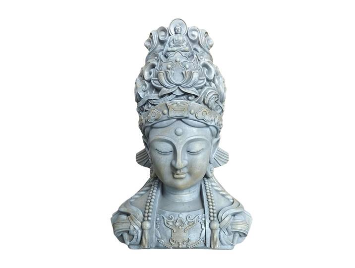 Buddha Büste 44cm Beige-Grau