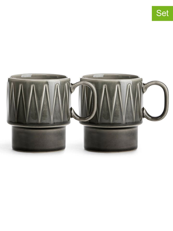 Sagaform 2er-Set: Kaffeetassen in Grau - 250 ml - onesize